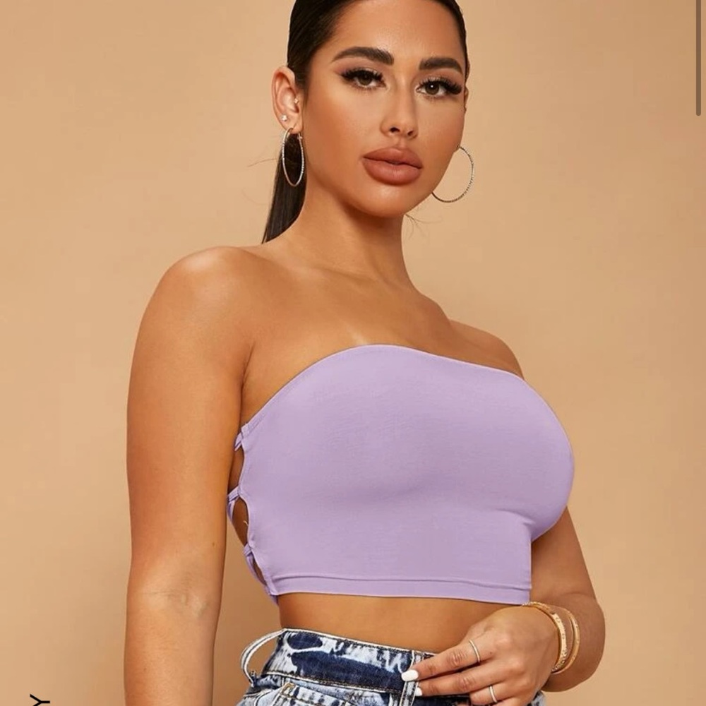 SHEIN SXY lace up backless crop tube top